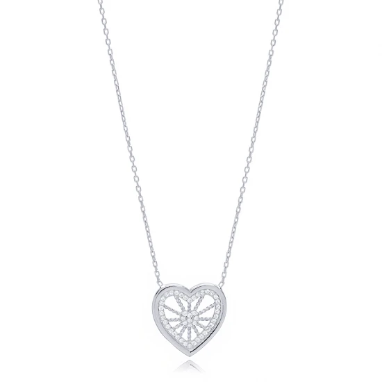 Handmade Heart CZ 925 Sterling Silver Necklace Handmade Heart CZ 925 Sterling Silver Necklace