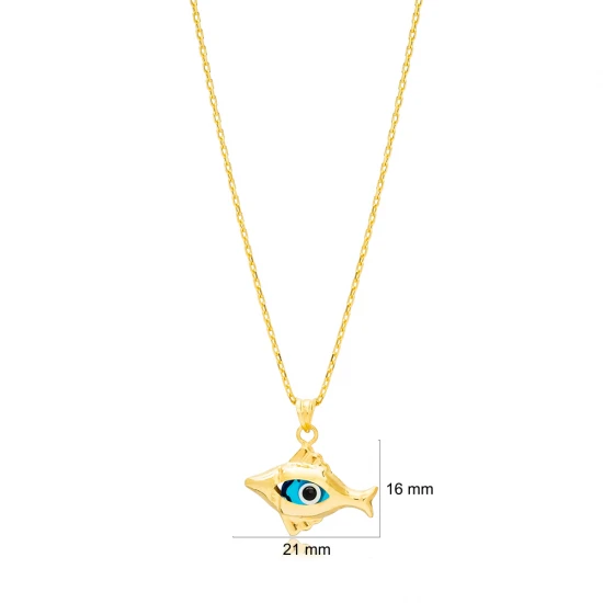 Fish Dainty Evil Eye Style 925 Sterling Silver Pendant - Sade 925 Silver Jewelry