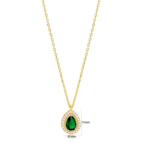 Stylish Emerald Pear Shape 925 Sterling Silver Necklace Stylish Emerald Pear Shape 925 Sterling Silver Necklace