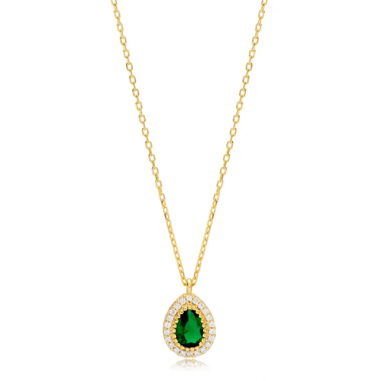 Stylish Emerald Pear Shape 925 Sterling Silver Necklace Stylish Emerald Pear Shape 925 Sterling Silver Necklace