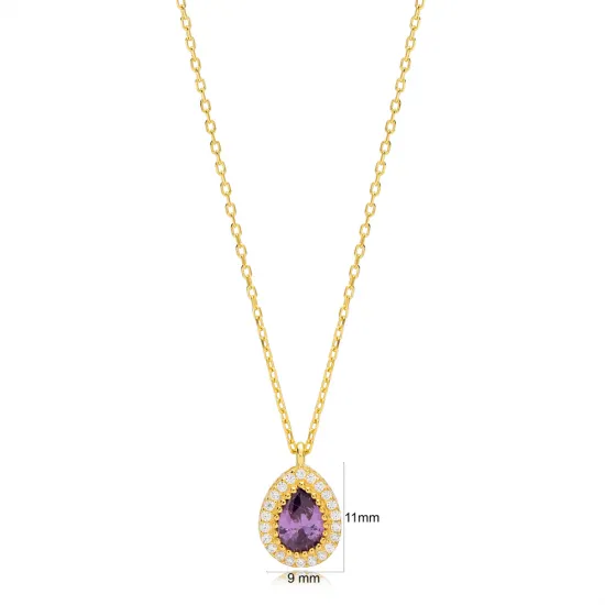 Amethyst Pear 925 Sterling Silver Necklace