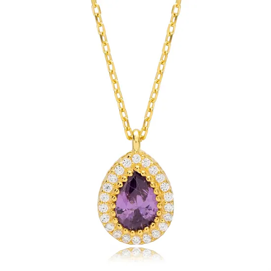 Amethyst Pear 925 Sterling Silver Necklace