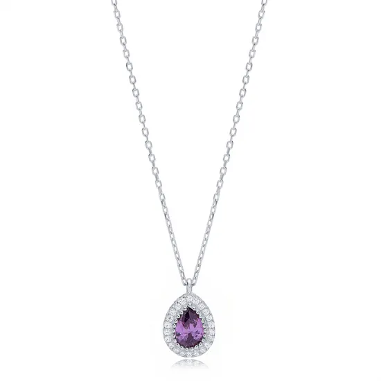 Amethyst Pear 925 Sterling Silver Necklace