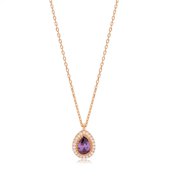 Amethyst Pear 925 Sterling Silver Necklace