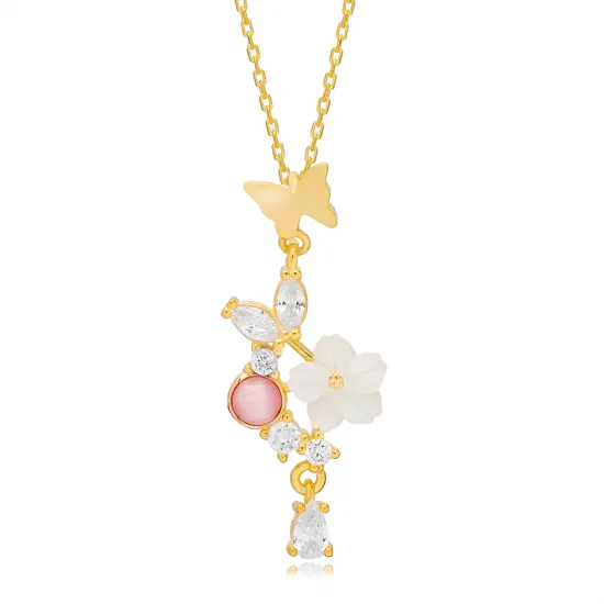 Fresh Simple Summer Collection Flower Butterfly Charm Necklace Pendant Wholesale Handcrafted 925 Sterling Silver Jewelry Fresh Simple Summer Collection Flower Butterfly Charm Necklace Pendant Wholesale Handcrafted 925 Sterling Silver Jewelry