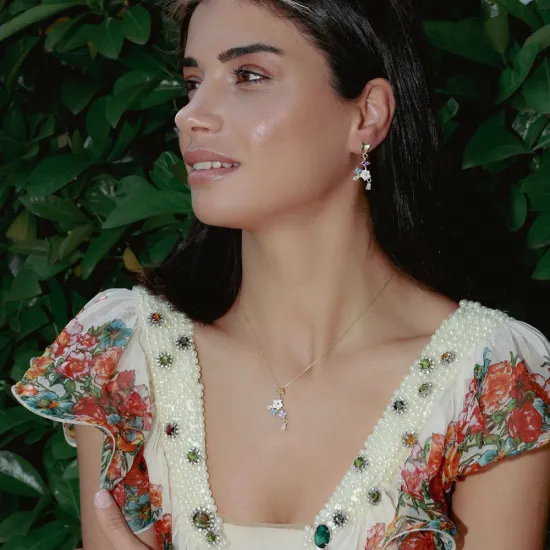 Multicolor Fresh Simple Summer Collection Flower Butterfly Charm Necklace Pendant Turkish 925 Sterling Silver Jewelry Multicolor Fresh Simple Summer Collection Flower Butterfly Charm Necklace Pendant Turkish 925 Sterling Silver Jewelry
