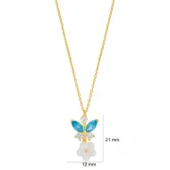 Aquamarine Zircon Dainty Flower Charm Summer Charm Necklace Pendant Collection 925 Sterling Silver Jewellery