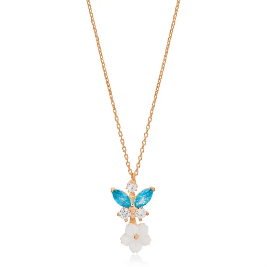 Aquamarine CZ Flower Summer Collection Silver Necklace Aquamarine CZ Flower Summer Collection Silver Necklace