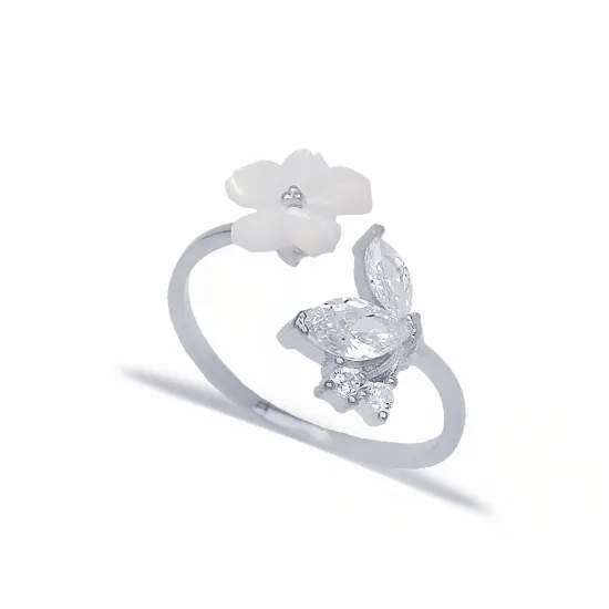 Delicate CZ Flower Adjustable Women 925 Silver Ring Delicate CZ Flower Adjustable Women 925 Silver Ring