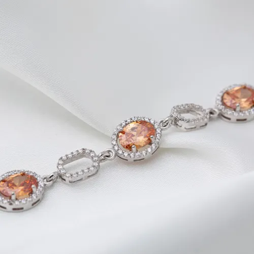 Geometric Oval Orange Citrine Sterling Silver Bracelet Geometric Oval Orange Citrine Sterling Silver Bracelet