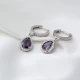 Amethyst Pear Drop Shape Dangle 925 Silver Earrings | 925 Sterling Silver Wholesale | Sade Silver Amethyst Pear Drop Shape Dangle 925 Silver Earrings - Sade 925 Silver Jewelry