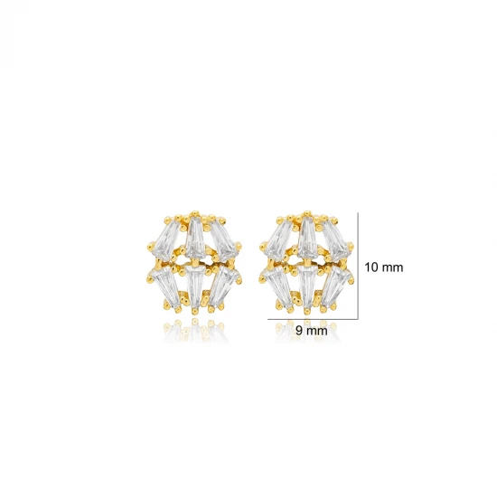 Geometric CZ Baguette 925 Sterling Silver Earrings