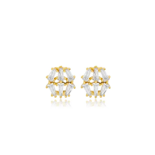 Geometric CZ Baguette 925 Sterling Silver Earrings