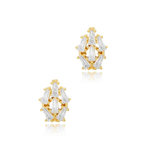 CZ Baguette Minimalist 925 Sterling Silver Earrings