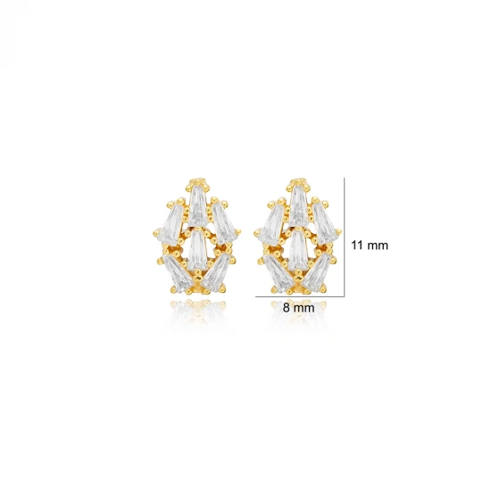 CZ Baguette Minimalist 925 Sterling Silver Earrings