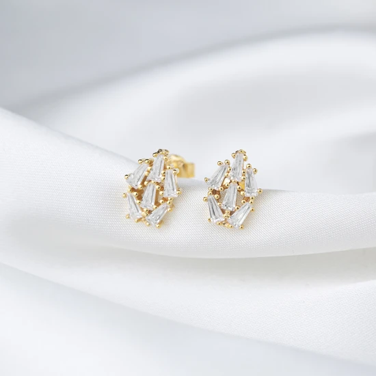 CZ Baguette Minimalist 925 Sterling Silver Earrings