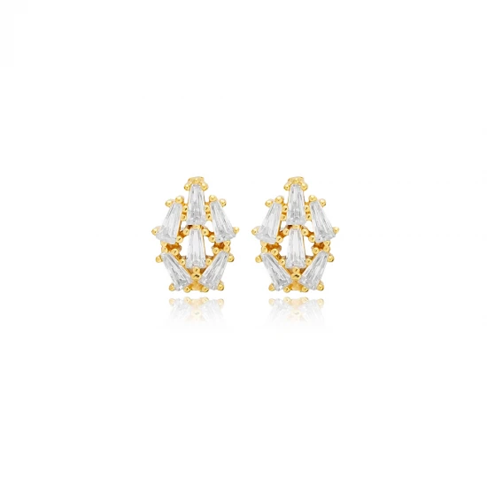 CZ Baguette Minimalist 925 Sterling Silver Earrings