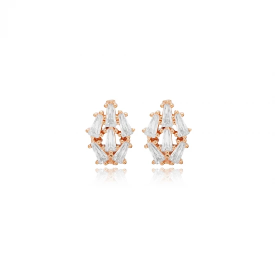 CZ Baguette Minimalist 925 Sterling Silver Earrings