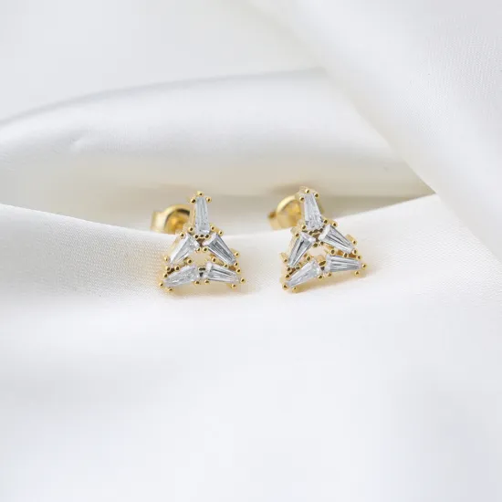 Triangle CZ Baguette Sterling Silver Earrings Triangle CZ Baguette Sterling Silver Earrings