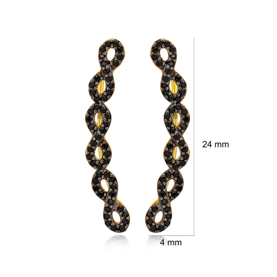Infinity Stylish Black CZ Climber 925 Silver Earrings Infinity Stylish Black CZ Climber 925 Silver Earrings