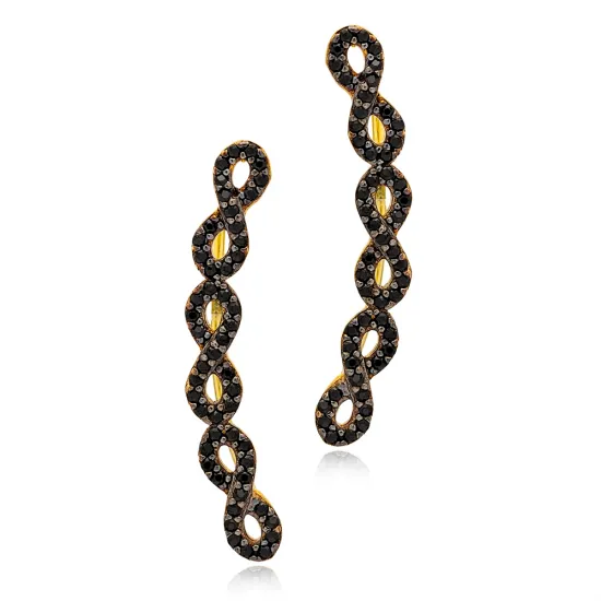 Infinity Stylish Black CZ Climber 925 Silver Earrings Infinity Stylish Black CZ Climber 925 Silver Earrings