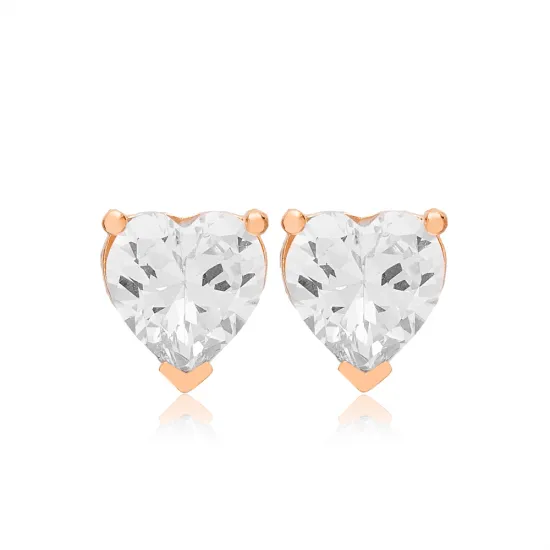 CZ Stone Heart 925 Silver Stud Earrings CZ Stone Heart 925 Silver Stud Earrings