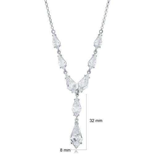 Chic Shiny CZ Geometric 925 Sterling Silver Necklace Chic Shiny CZ Geometric 925 Sterling Silver Necklace