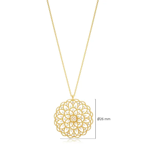 Dainty CZ Round Flower 925 Sterling Silver Necklace