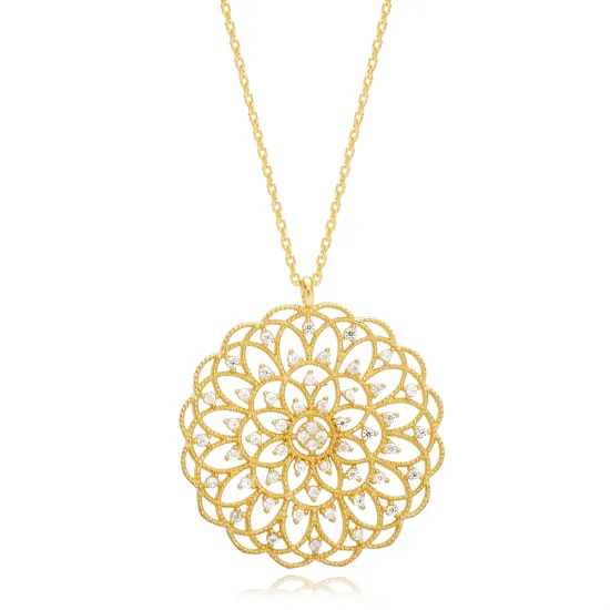 Dainty Zircon Stone Round Flower Design Necklace Pendant Wholesale 925 Sterling Silver Jewelry Dainty Zircon Stone Round Flower Design Necklace Pendant Wholesale 925 Sterling Silver Jewelry