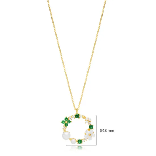Flower Hollow Round Charm Pearl Summer Collection Pendant Necklace Wholesale Handcrafted 925 Sterling Silver Jewelry