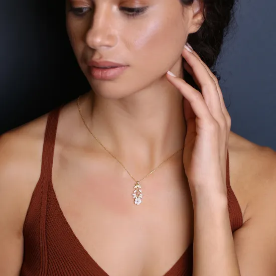 Chic Flower Charm Marquise CZ Stone Summer Collection Pendant Necklace Wholesale 925 Sterling Silver Jewelry Chic Flower Charm Marquise CZ Stone Summer Collection Pendant Necklace Wholesale 925 Sterling Silver Jewelry