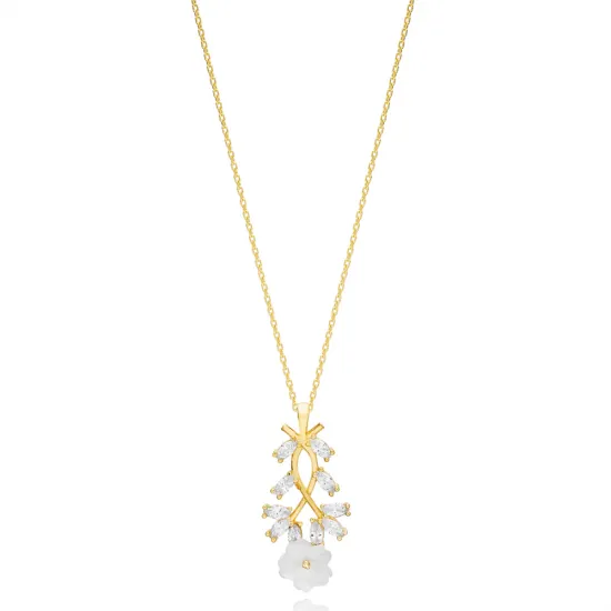Chic Flower Charm Marquise CZ Stone Summer Collection Pendant Necklace Wholesale 925 Sterling Silver Jewelry Chic Flower Charm Marquise CZ Stone Summer Collection Pendant Necklace Wholesale 925 Sterling Silver Jewelry