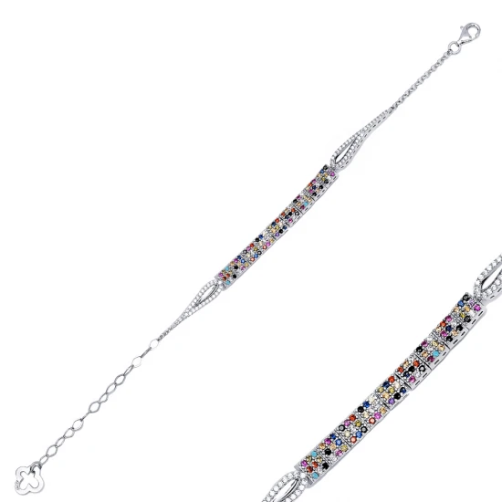 Geometric Shape Mix 925 Sterling Silver Bracelet Geometric Shape Mix 925 Sterling Silver Bracelet