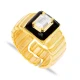 Clear Square Black Bezel CZ Adjustable 925 Silver Ring | 925 Sterling Silver Wholesale | Sade Silver Clear Square Black Bezel CZ Adjustable 925 Silver Ring - Sade 925 Silver Jewelry
