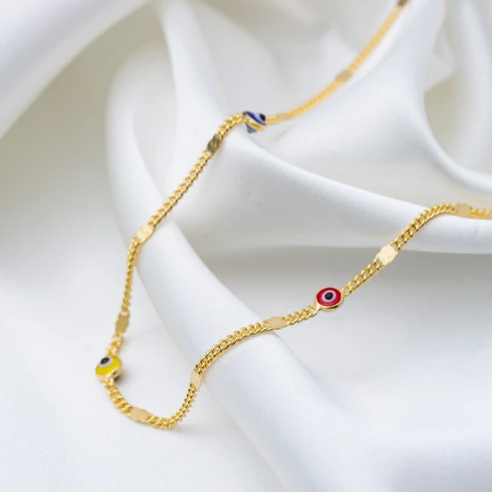 Multicolor Beaded Chain 925 Sterling Silver Necklace Multicolor Beaded Chain 925 Sterling Silver Necklace