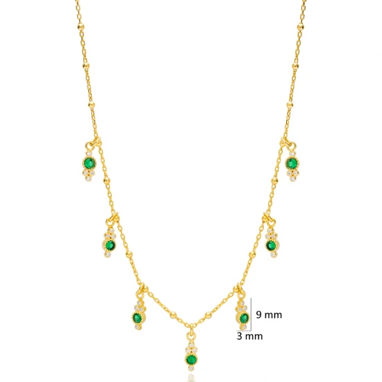 Emerald Minimalist Women Shaker 925 Silver Necklace | 925 Sterling Silver Wholesale | Sade Silver Emerald Minimalist Women Shaker 925 Silver Necklace - Sade 925 Silver Jewelry