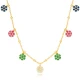 Colorful Flower Dainty Shaker Sterling Silver Necklace | 925 Sterling Silver Wholesale | Sade Silver Colorful Flower Dainty Shaker Sterling Silver Necklace - Sade 925 Silver Jewelry