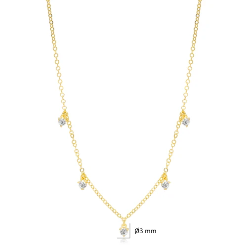 Clear CZ Minimalist Women Shaker 925 Silver Necklace