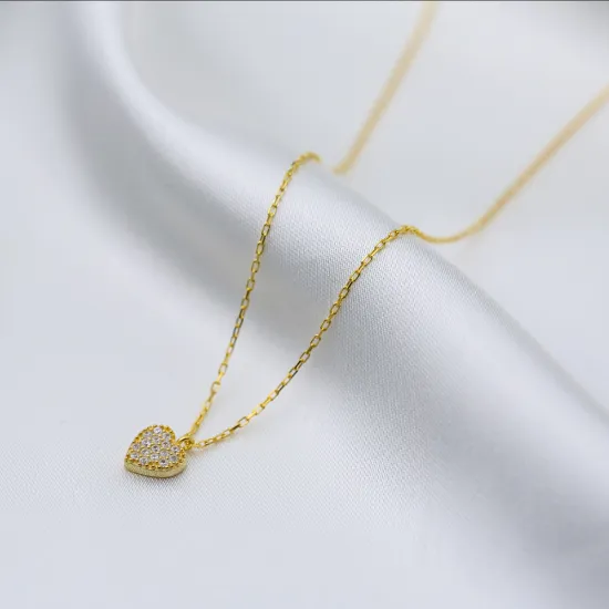 Tiny Clear Zircon Stone Heart Charm Necklace Pendant Turkish Wholesale 925 Sterling Silver Jewelry Tiny Clear Zircon Stone Heart Charm Necklace Pendant Turkish Wholesale 925 Sterling Silver Jewelry