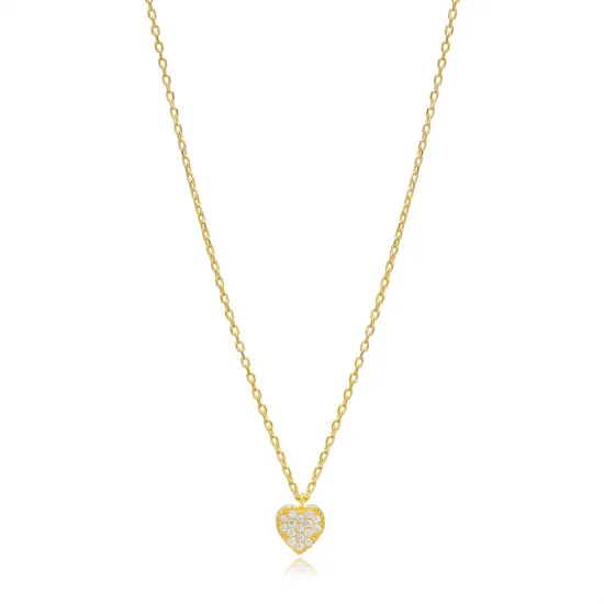 Tiny Clear Zircon Stone Heart Charm Necklace Pendant Turkish Wholesale 925 Sterling Silver Jewelry Tiny Clear Zircon Stone Heart Charm Necklace Pendant Turkish Wholesale 925 Sterling Silver Jewelry