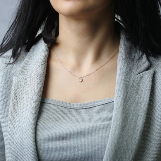 Minimalist Moon CZ 925 Sterling Silver Necklace - Sade 925 Silver Jewelry
