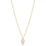 Minimalist Hamsa Zircon Charm Necklace Pendant Turkish Wholesale 925 Sterling Silver Jewelry