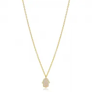 Hamsa Design Zircon Charm Necklace Pendant Turkish Wholesale 925 Sterling Silver Jewelry