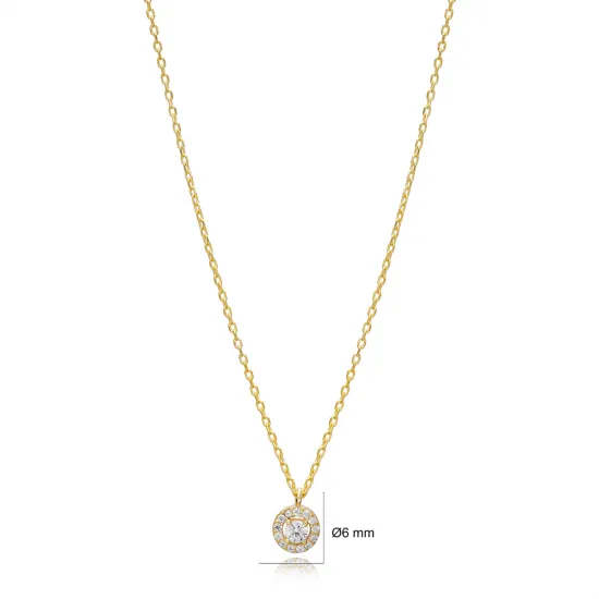 Round CZ Necklace in 925 Sterling Silver Round CZ Necklace in 925 Sterling Silver