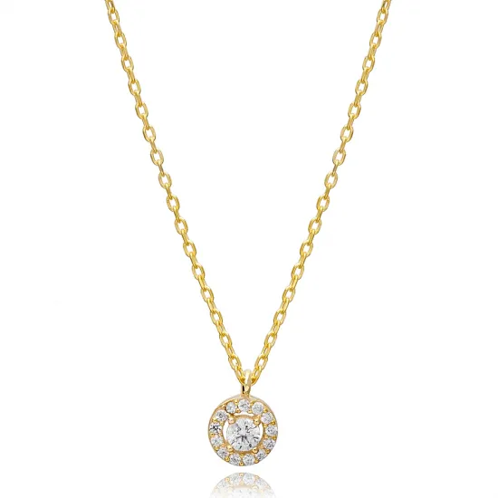 Round CZ Necklace in 925 Sterling Silver Round CZ Necklace in 925 Sterling Silver