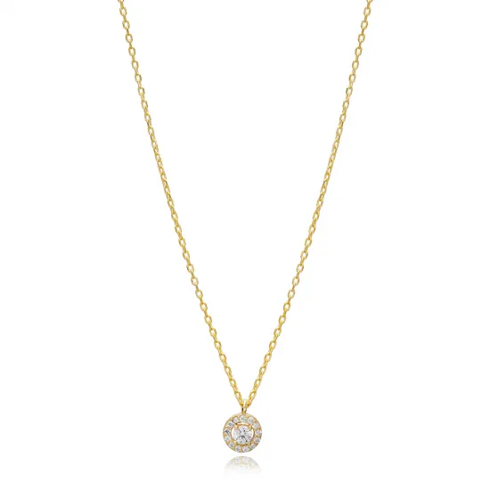 Round CZ Necklace in 925 Sterling Silver Round CZ Necklace in 925 Sterling Silver