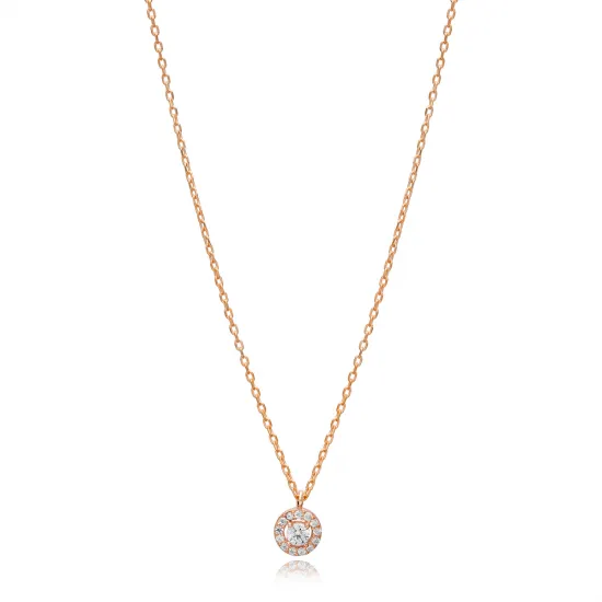 Round CZ Necklace in 925 Sterling Silver Round CZ Necklace in 925 Sterling Silver