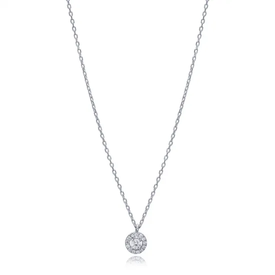 Round CZ Necklace in 925 Sterling Silver Round CZ Necklace in 925 Sterling Silver
