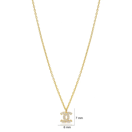 Double C Monogram 925 Sterling Silver Necklace Double C Monogram 925 Sterling Silver Necklace