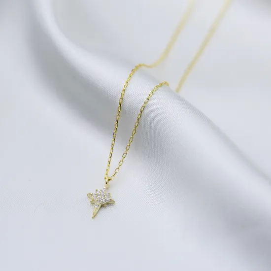 Tiny North Star Design Charm Necklace Pendant Turkish Wholesale 925 Sterling Silver Jewelry